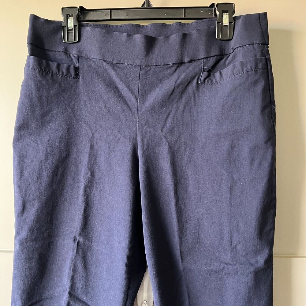 Briggs Pants Womens 12P Navy Blue‎ Stretch Pull On Capri Rayon Comfort Pocket - Picture 5 of 16